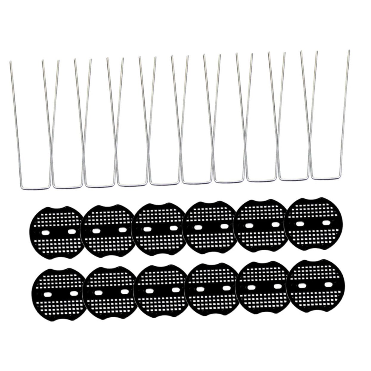 Milisten 15 Sets U Shaped Ground Fixing Stakes with Washers for Outdoor Picnics and Landscape Securement Durable Portable Weather Resistant Garden Anchors