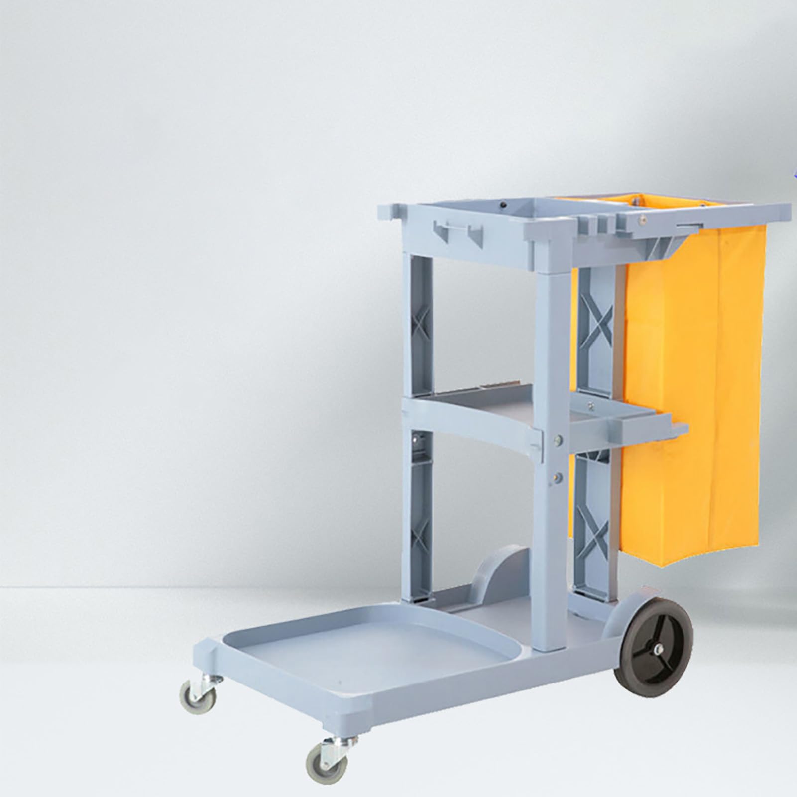 Carrello per Pulizie Commerciale Tradizionale a 3 Ripiani, carrelli per Pulizie su Ruote, carrelli per custodi, carrelli per la Pulizia di Hotel, Negozi, scuole e aziende, Colore g