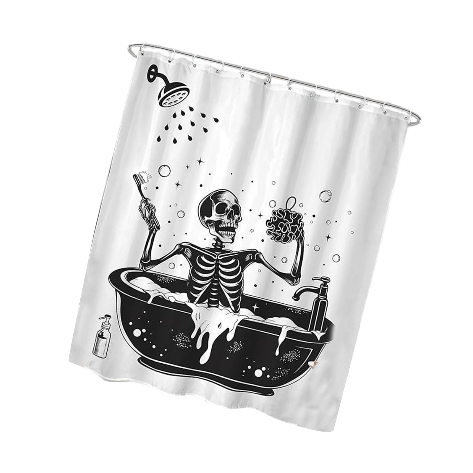 Shntig Halloween Shower Curtain Polyester Skeleton Bath Scene for Bathroom and Guest Bath Seasonal Decor Curtain Shower Area Decor Powder Room Seasonal