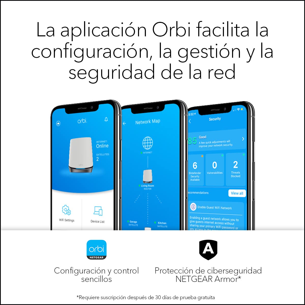 NETGEAR Orbi 5G Mesh WiFi 6 TriBanda NBK752 | Router con 1 extensor satélite |Cobertura de hasta 350 m2, 40 dispositivos | AX4200 (hasta 4, 2 Gbps)