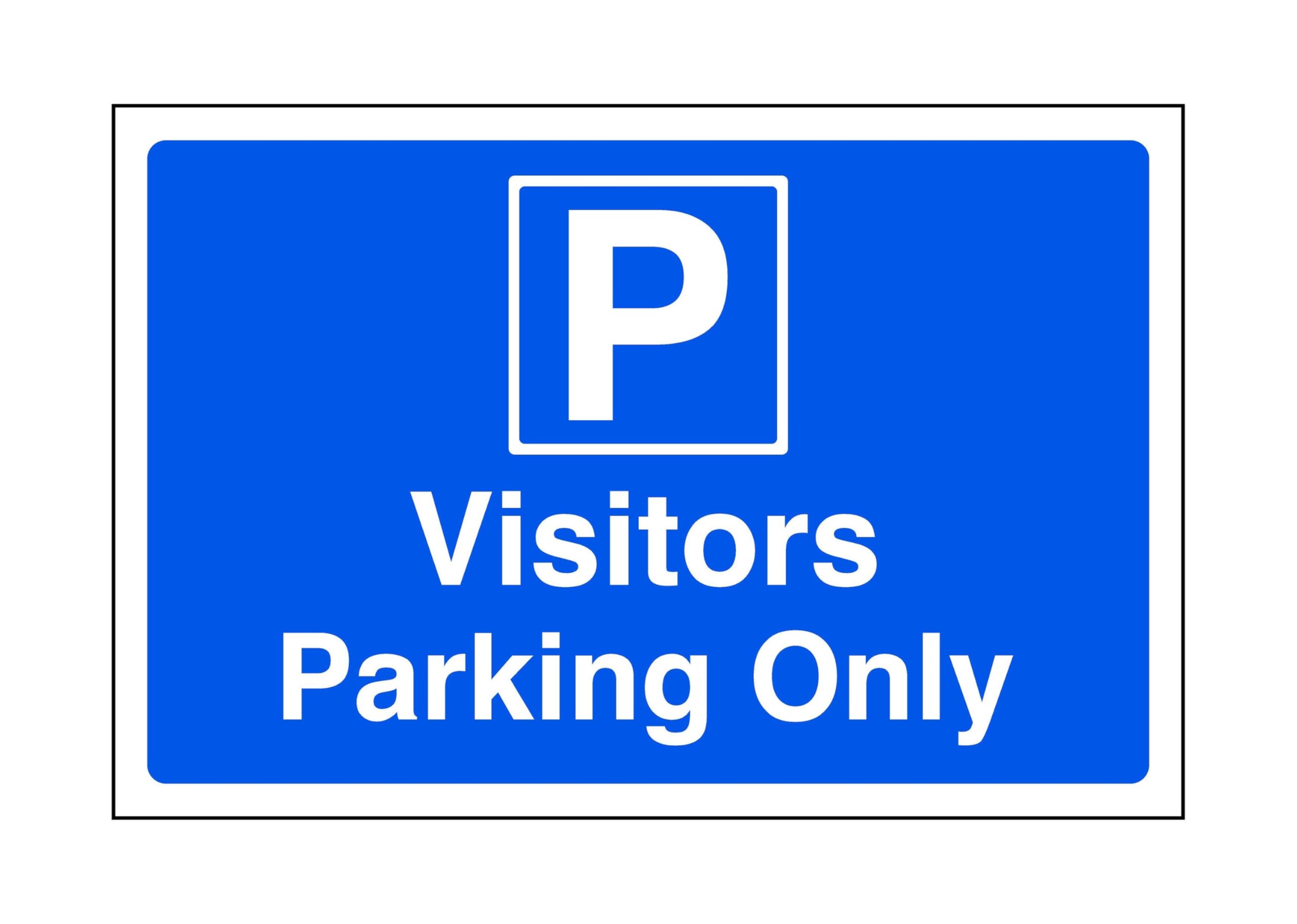 Visitors parking only - Safety sign- 3mm Aluminum Dibond for indoor/outdoor usage (300mm x 200mm) 7m Viewing Distance.