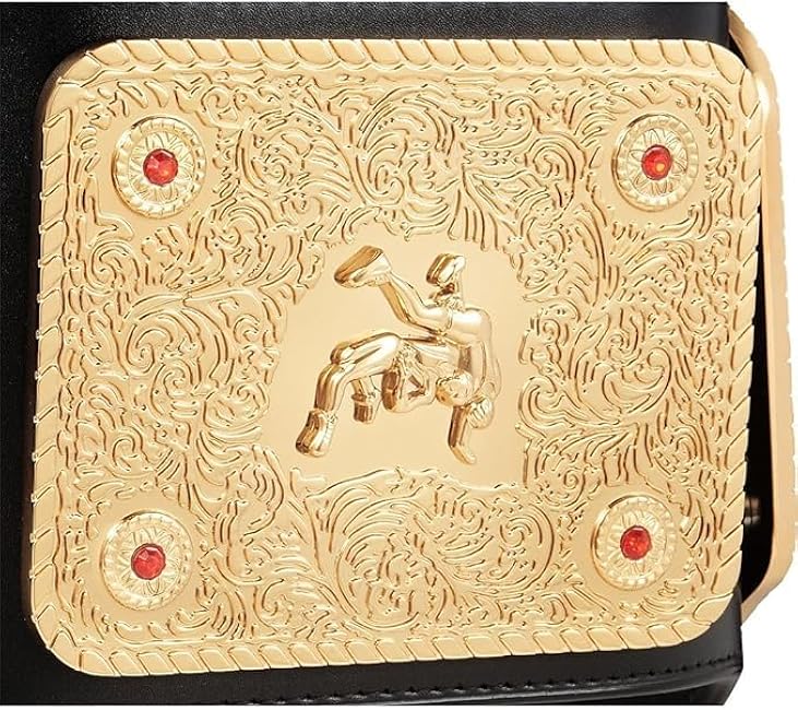Big Gold Wrestling Championship Title Belt Replica, World Heavyweight Championship Belt - Adult Size - 2mm - 52 Inches Length