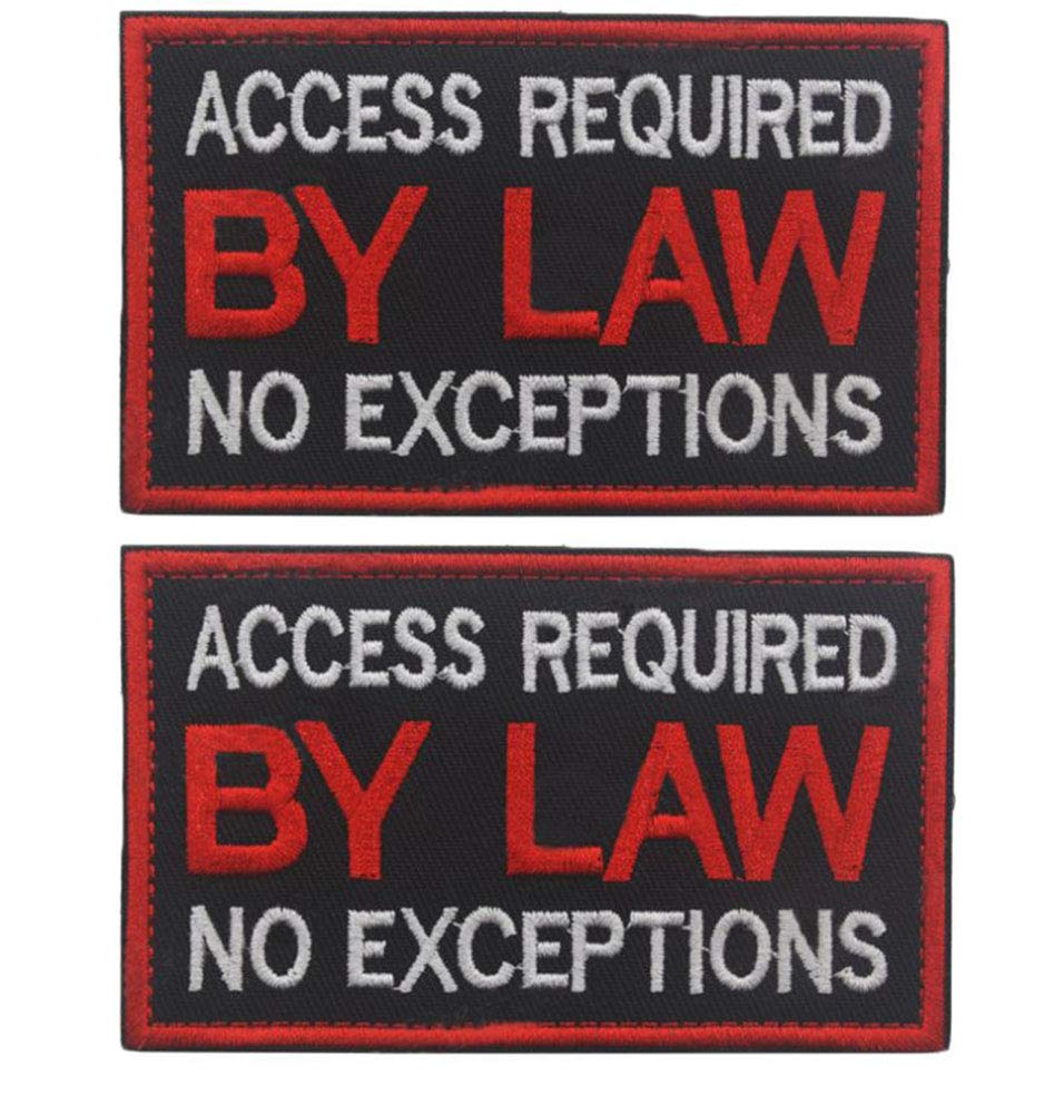 QTao UPA150 Hook & Loop Service Dog Patch Vests/Harnesses Access Required by Law No Exceptions Military Tactical Morale Patches (2pcs l)