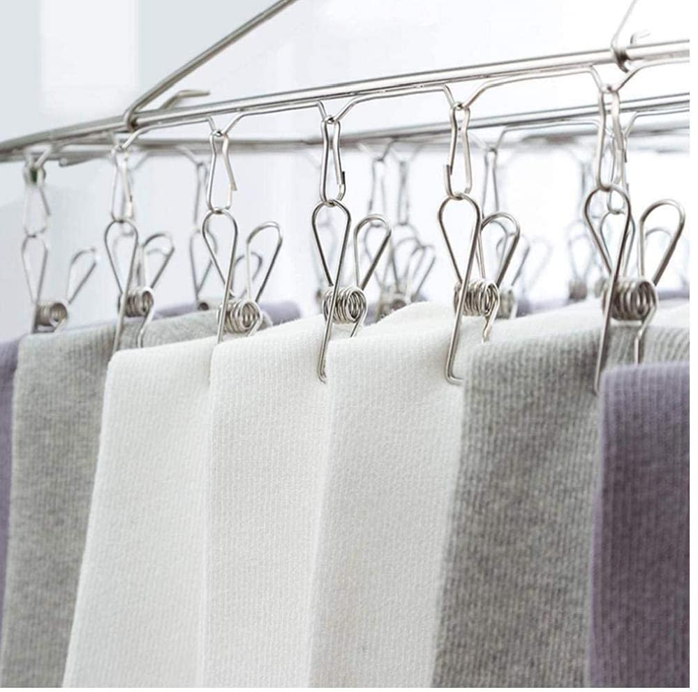 Socken-Trockenständer Einlagiger Edelstahl-Socken-Trockenständer Wäscheständer Mit 30 Clips