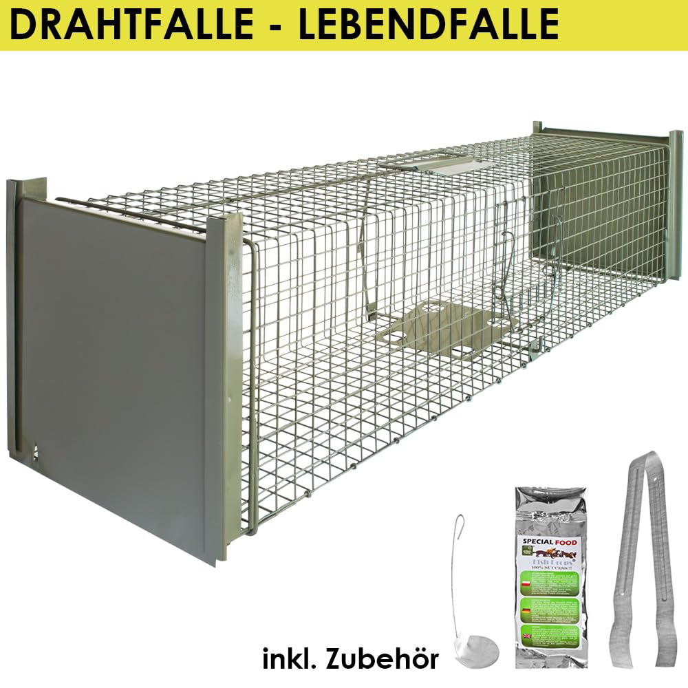 Petigi Lebendfalle Drahtfalle Marder Lebend Wiesel Garten Kaninchen Abwehr Umsiedeln Falle Haus Zubehör Ratte Rattenfalle Vertreiben Dachboden 120 x 26 x 26 cm Grün