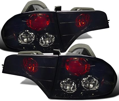 Ronnin - Fits 2006-2011 Honda Civic Sedan 4 Door Replacement Tail Lights Assembly Pair | Black Smoke