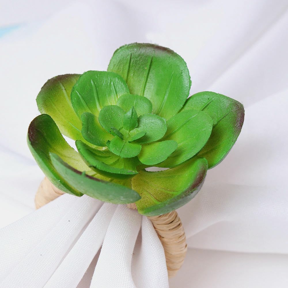 Rond De Serviette en Métal Lot de 60 Ronds De Serviette Succulents Verts Parfaits pour Les Mariages Les Hôtels Les Anniversaires Les Réunions De Famille Et Les Fêtes d'anniversaire