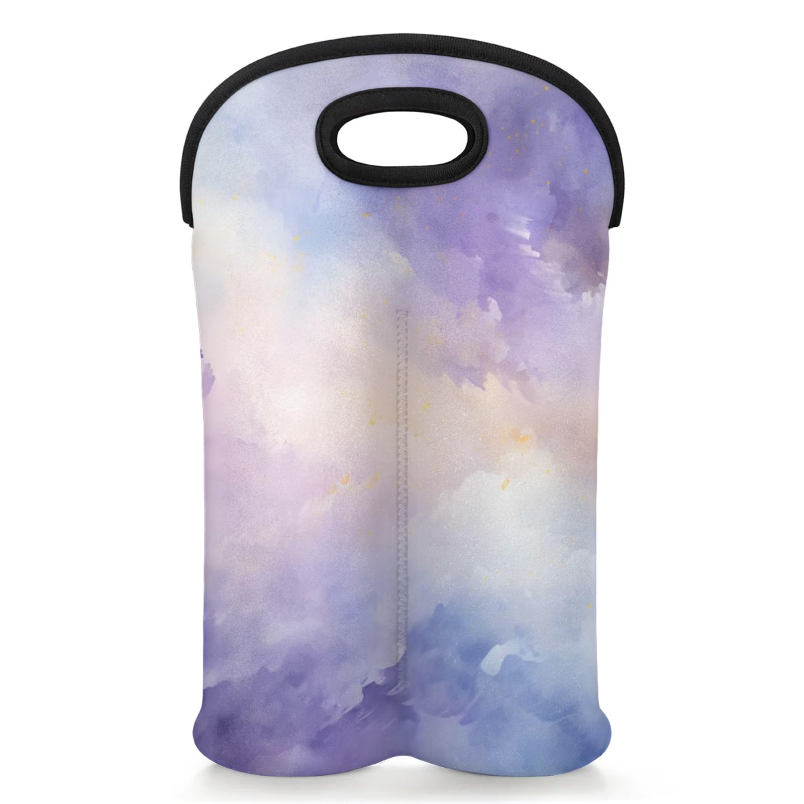 GzLeyigou 2 Bottles Purple Gradient Color Wine Bag Sleeve Totes Neoprene Protective Wine Carrier Bag for Wine,Water, Champagne, Beer, Baby Bottles,Gift 14.5 x 10 Inches