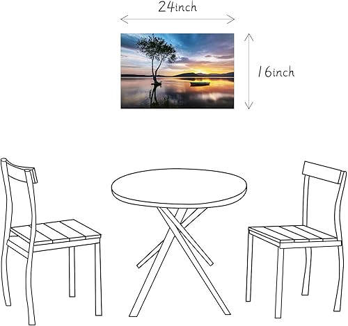 Miniatura 6 de SD SOFT DANCE Natural Lake Landscape Picture Prints Sunset Boat Scenery Painting Canvas Wall Art Nature Scene Artwork for Home Living Room Bedroom