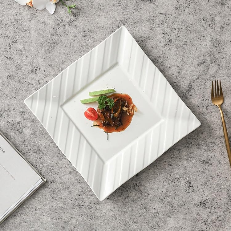 Talerz obiadowy talerze 24 cm wzór linii biały hotel restauracja ceramiczna zastawa stołowa domowe naczynie kreatywne kwadratowe zachodnie jedzenie talerz deserowy stek płytki talerz do naczyń można