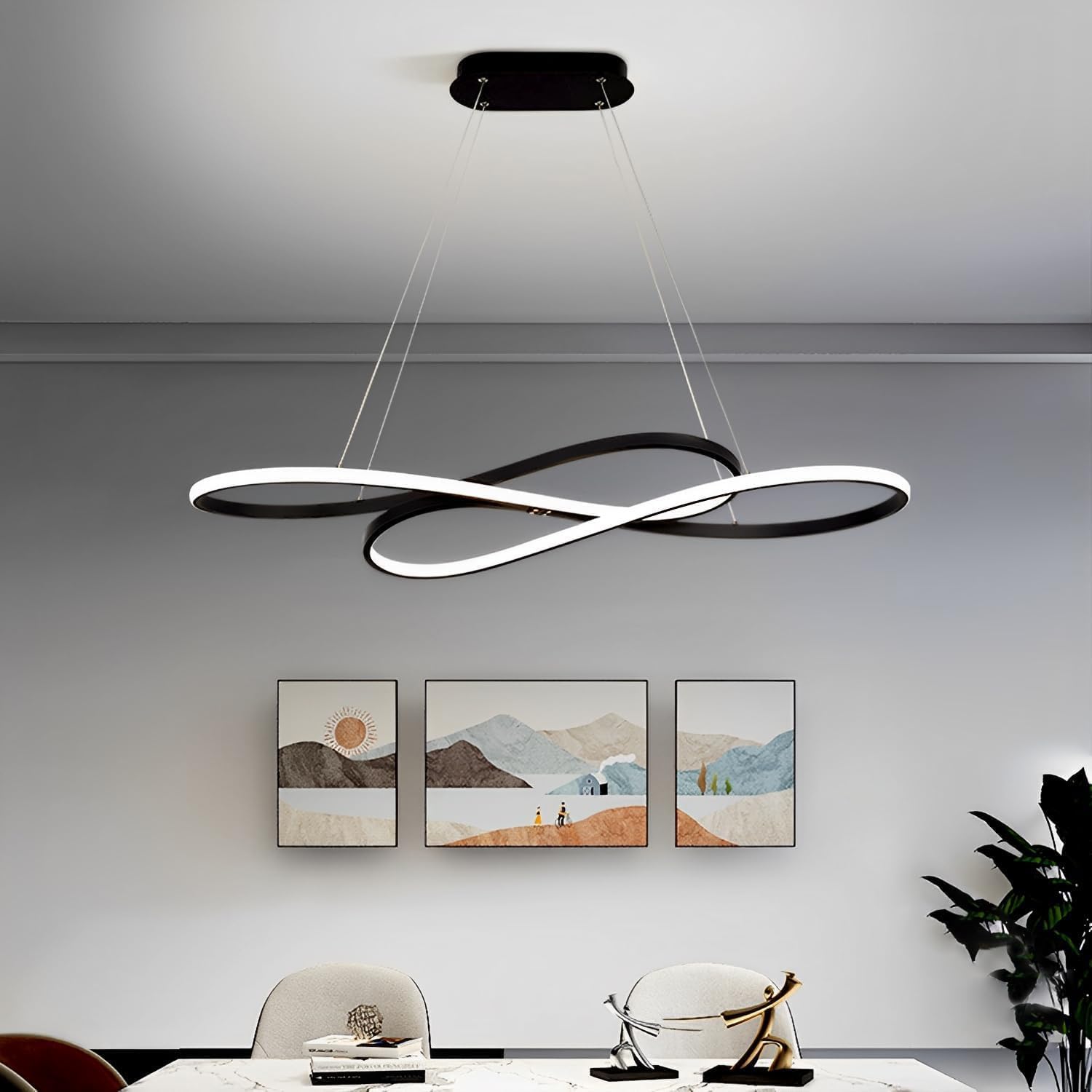 Lampadario Led Sospensione Moderna Lineare Sospensione Dimmerabile con Telecomando Nero L100cm Tavolo da Pranzo Lampadario, Cucina Lampada Regolabile Altezza Cucina Lampadari