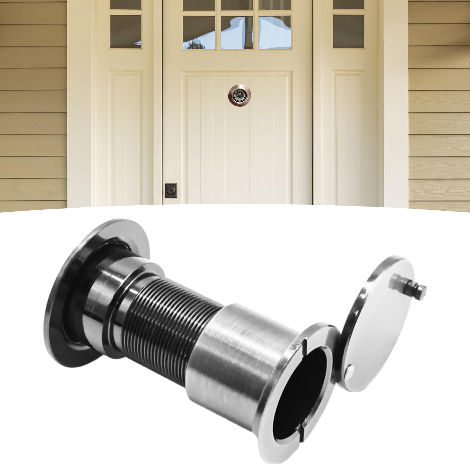 Black Solid Brass 220° Wide-Angle Door Viewer Peephole – Heavy-Duty Rotating Privacy Cover, Fits Doors 1-3/8