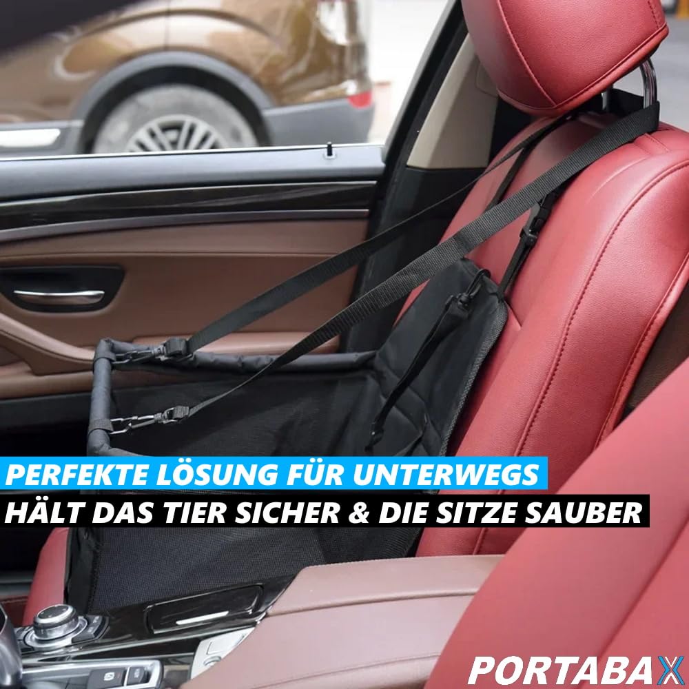 PORTABAX Tiertransportbox Auto Hundetasche Haustier Hund Katze Tragetasche Transporttasche für Autositz schwarz