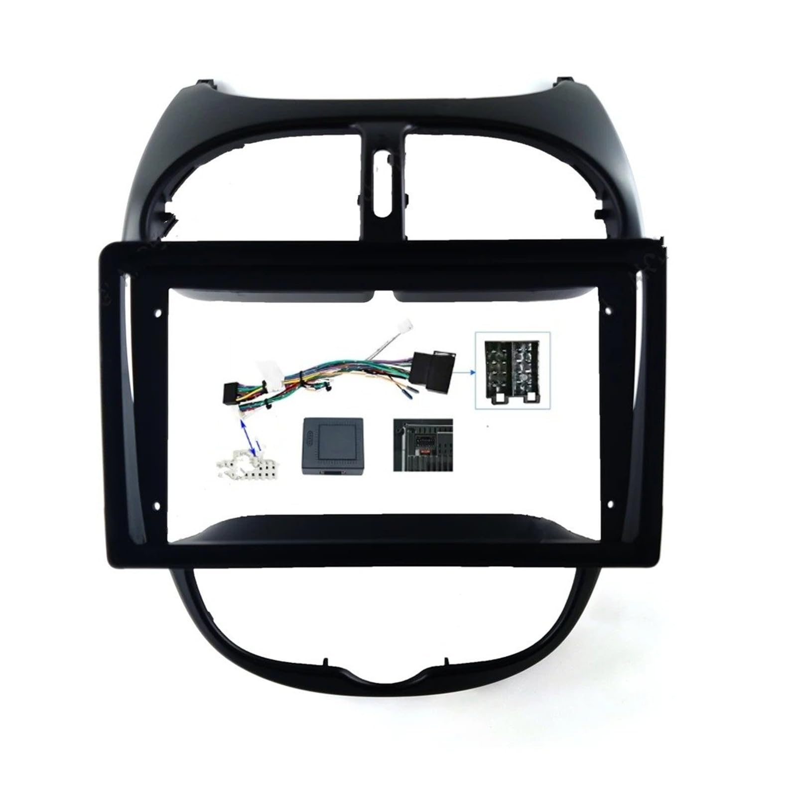 Mascherina Autoradio Cornice Stereo 9 Pollici 2 DIN Cornice Cruscotto Automobile Dvd Pannello Radio Navigazione Android per Peugeot 206 00-10
