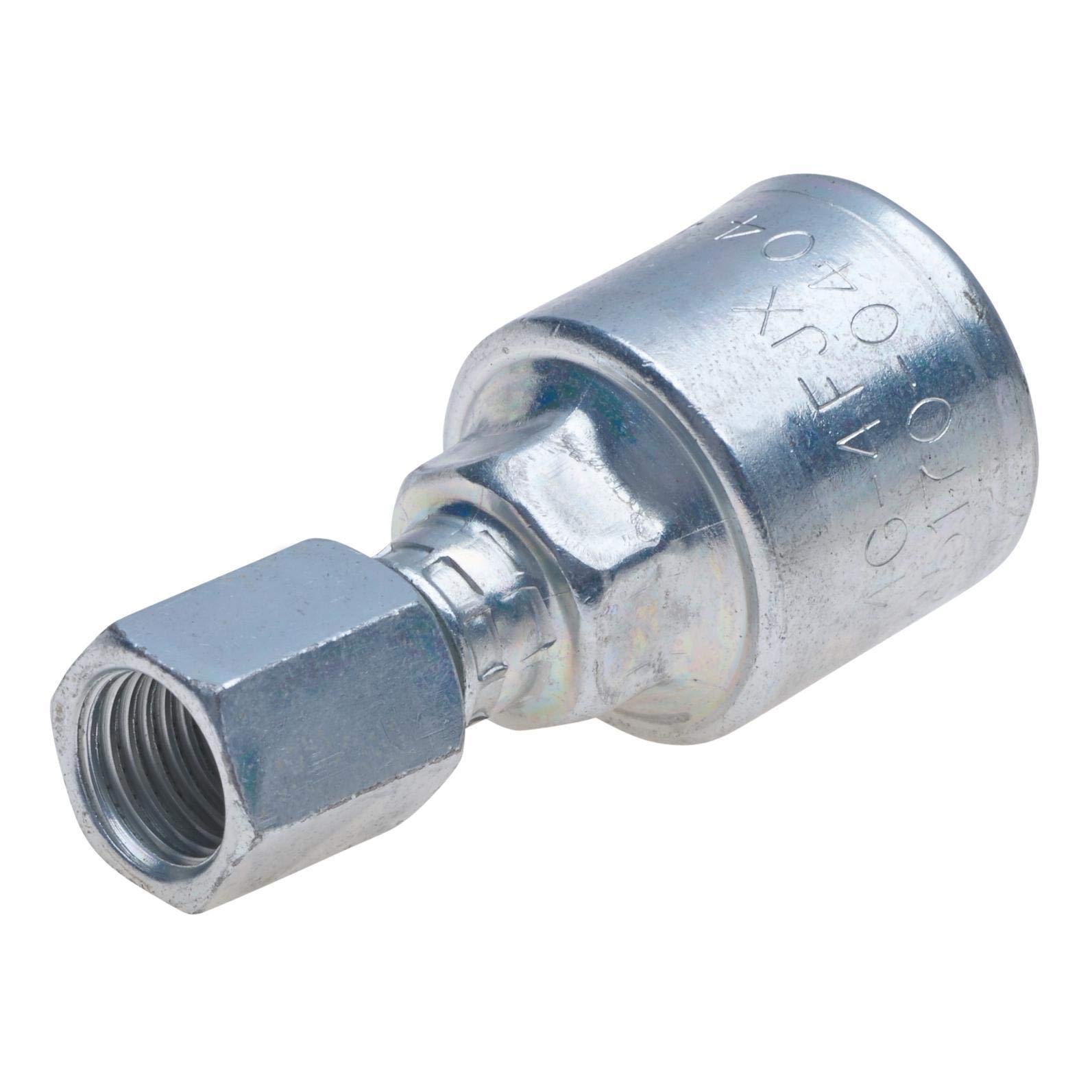 Gates 8G-10FJX MegaCrimp Couplings, Female JIC 37 Flare Swivel, Zinc Plated Carbon Steel, 3.01