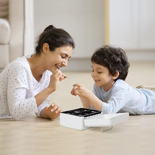 Vista 32 de Caja de dinero pequeña con bandeja de dinero y cerradura, caja de dinero de metal para efectivo, caja de seguridad 7.87 x 6.3 x 3.54 pulgadas