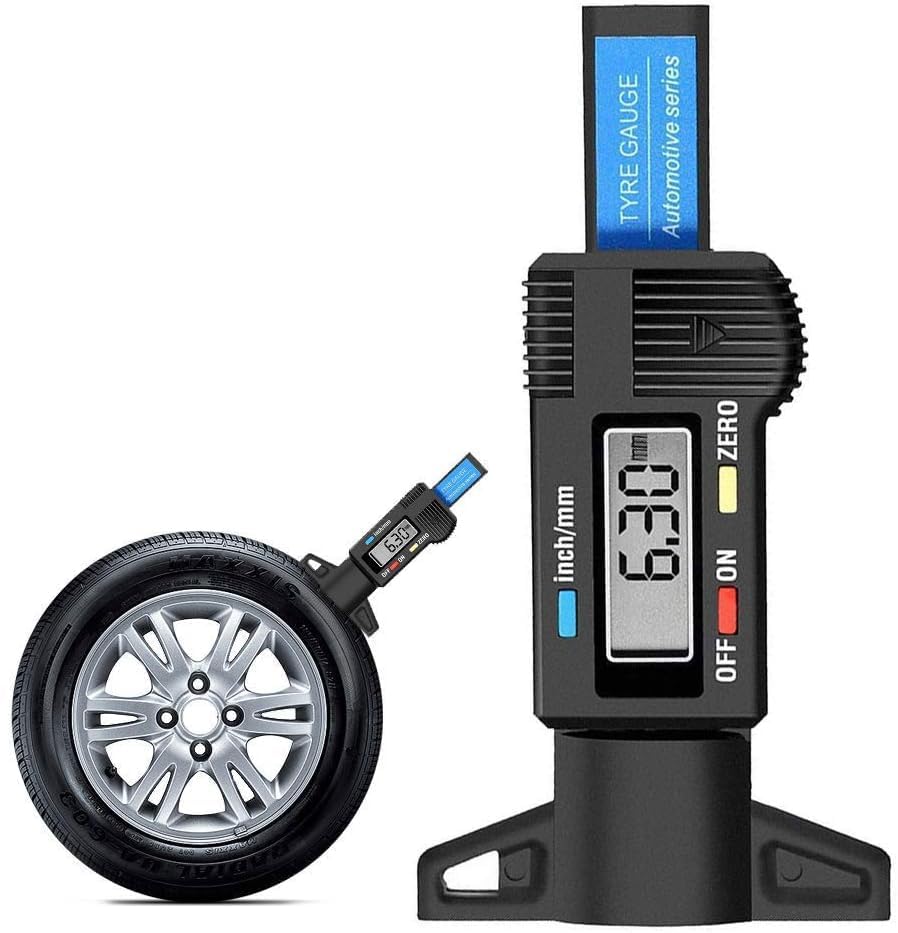 Tafunkun Portable Digital Tyre Tread Depth Gauge 0-25.4mm/1 Inch Tread Depth Checker Easy-to-Read Display for Cars Trucks Father Day Gifts