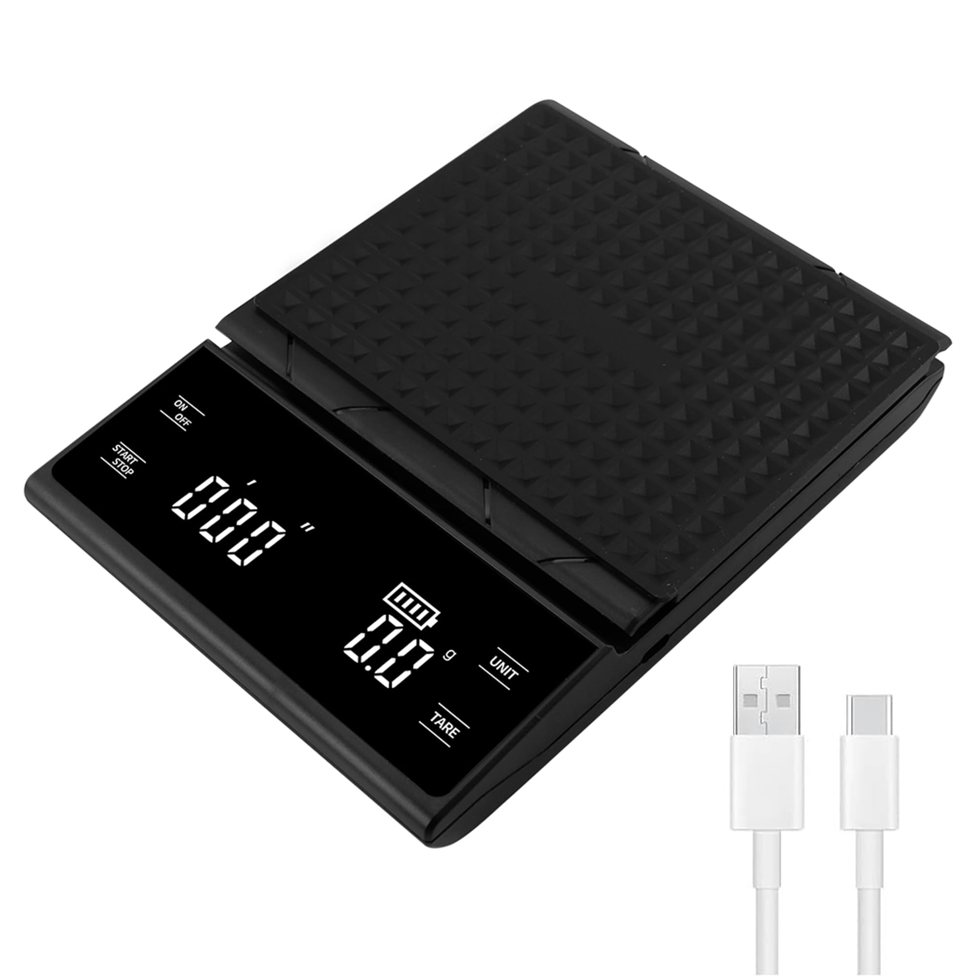 New Horrizon Rechargeable Coffee Scales, Digital Kitchen Scales, Food Weighing Scales with LCD Display 0.3g/3000g (3 Kg) Coffee Scale, Food Scales, Rechargeable Weighing Scale โ image 1