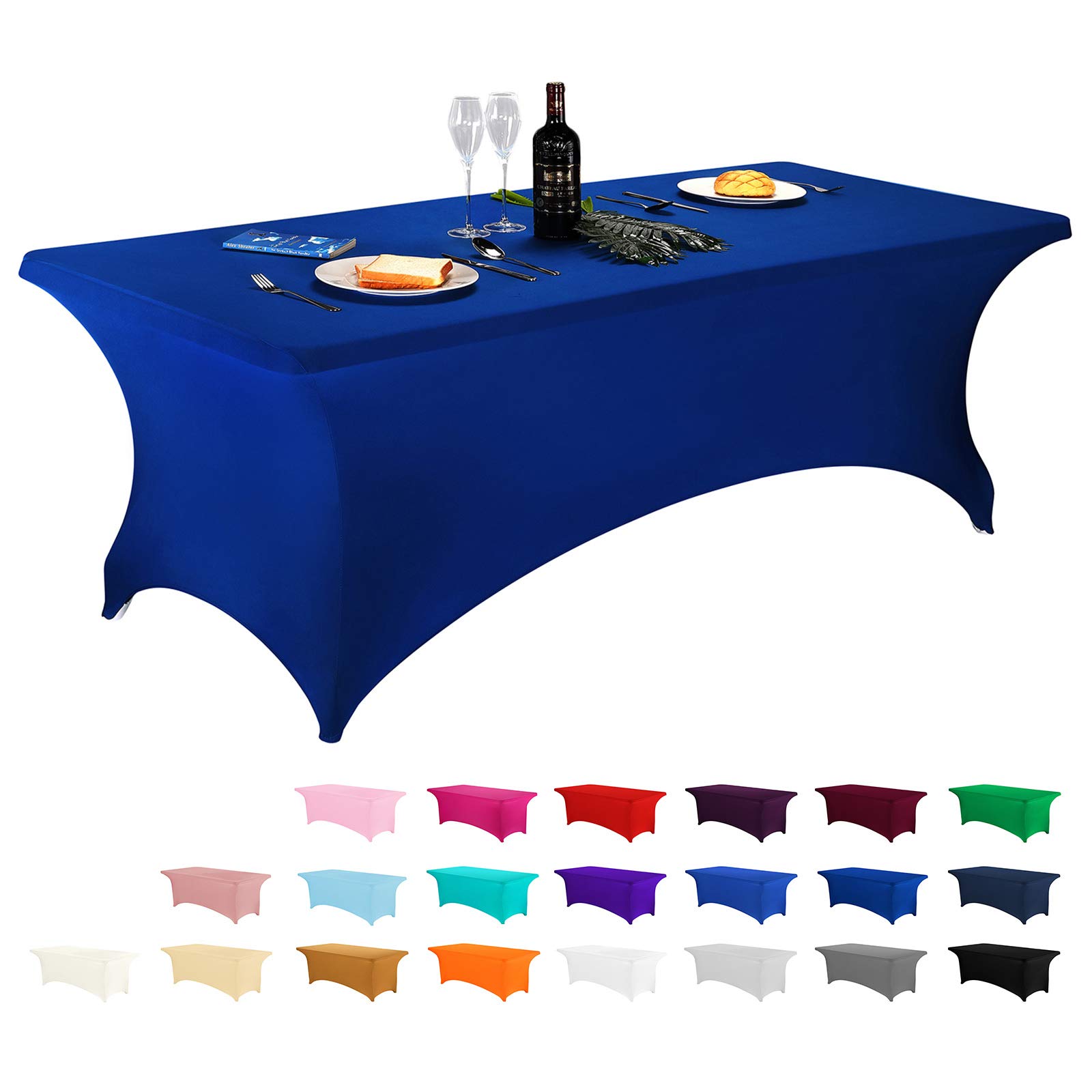 lzy spandex fitted stretch table cover for 6 ft or 4ft or 8ft folding table, rectangular cocktail tablecloth, perfect for party or banquet