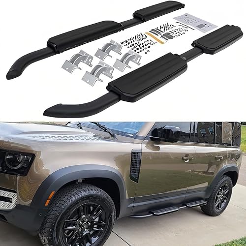Estribos negros para Land Rover Defender 110 130 2020-2024 2025 - Estribos laterales para barra nerf protectora Pedales 4 puertas