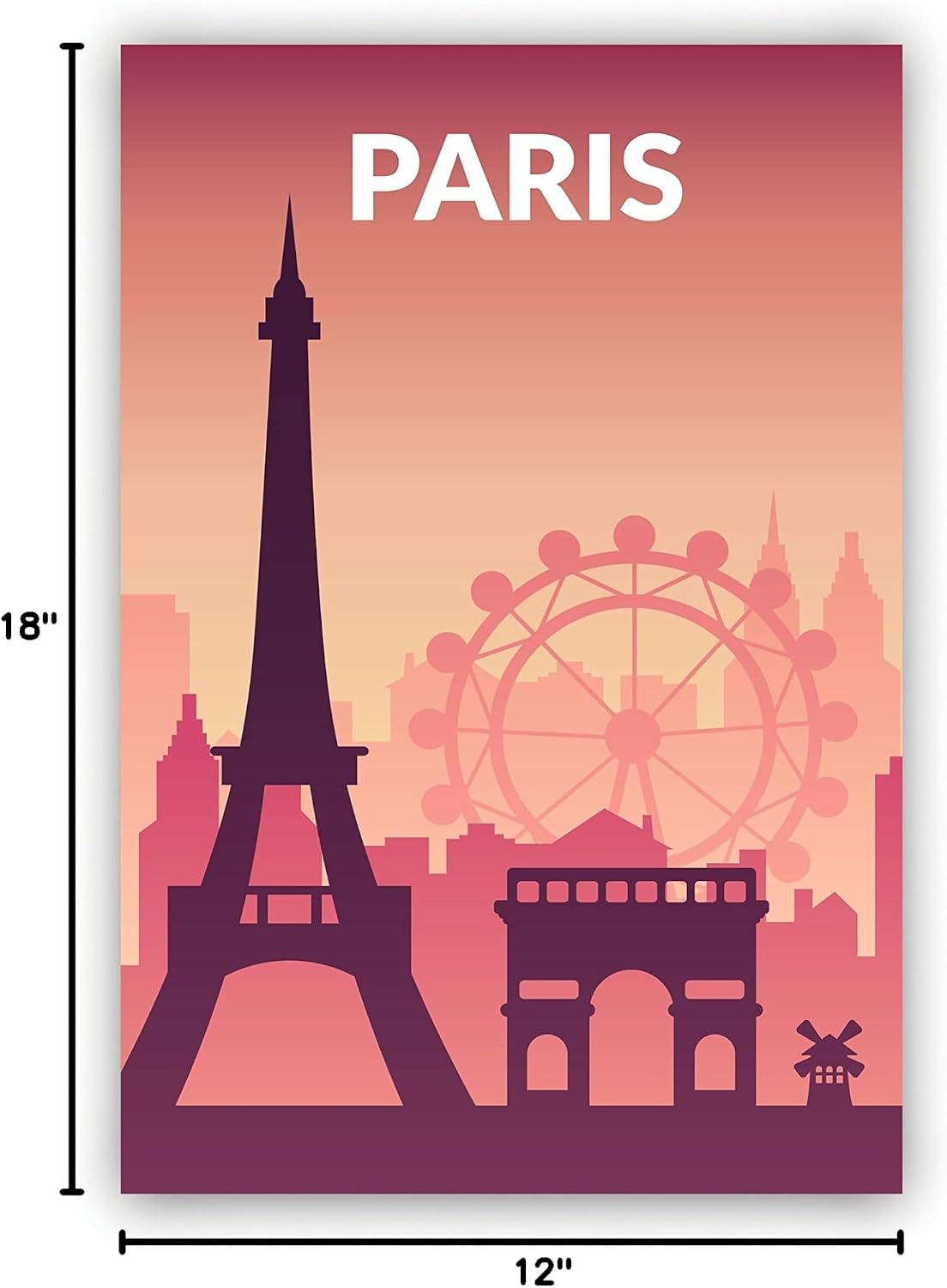 Solid Color World City Poster, France Paris Solid Color Modern Poster Print, Paris Modern City Poster, Office and Home Wall Decoration - 12x18