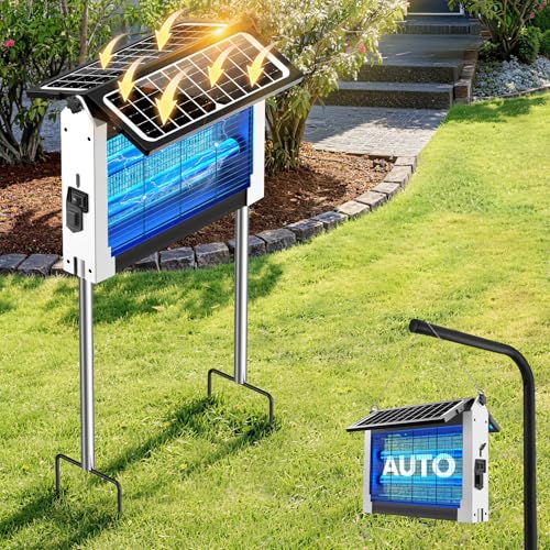 Image of Solar Bug Zapper with Dual Panels, 4500V Waterproof Mosquito Zapper Outdoor