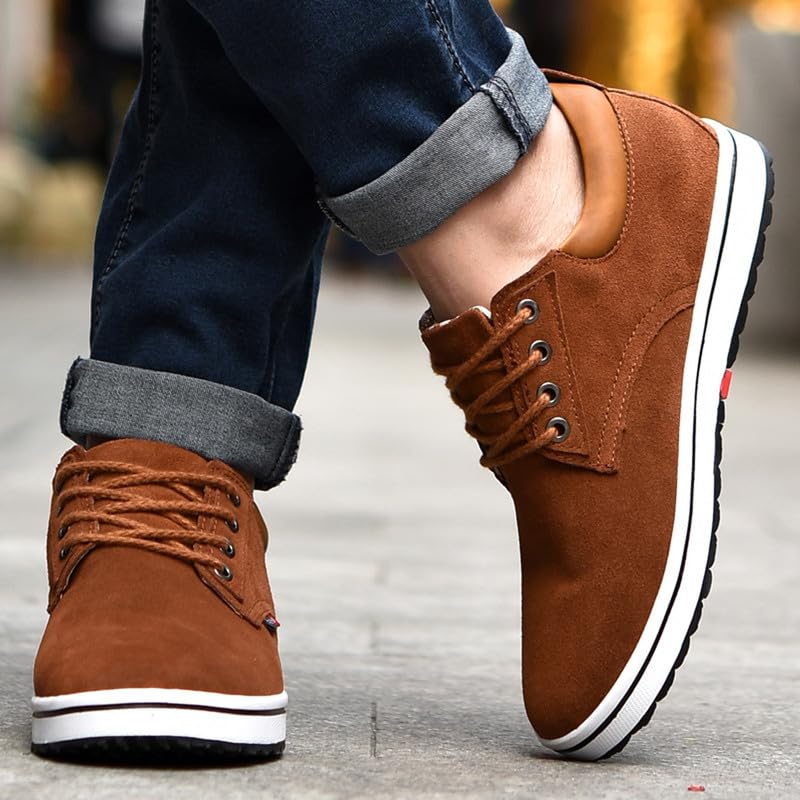Men's Invisible Height Increasing Elevator 2.4 Inches Taller Shoes Lightweight Casual Walking Shoes Elevator Shoes for Men Brown443