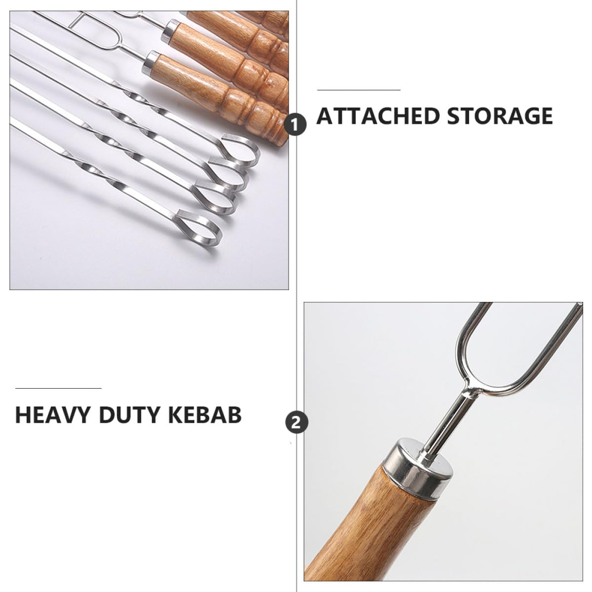 Toyvian Pinchos Morunos de Acero Inoxidable 10 Unidades Mango Ergonómico para Barbacoa Accesorios para Cocinar al Aire Libre