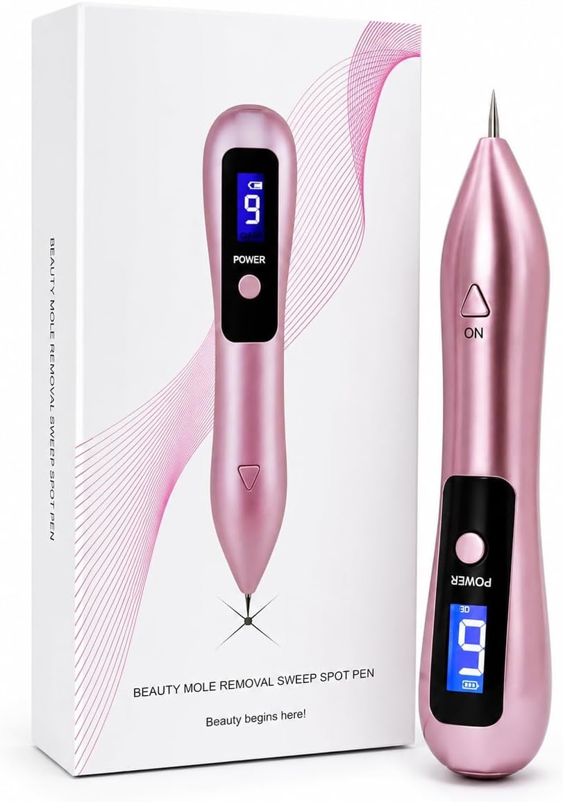 Mole Removal Plasma Pen โ 9 Adjustable Strength Levels, USBโRechargeable with Safety Chip & LED Spotlight โ Painless Home Skin Care Tool for Dark Spots, Freckles, Warts & Skin Tags