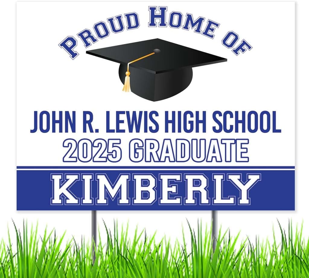 Congratulations Class of 2025 Graduate Personalized Yard Sign with Metal Stake, Custom Graduation Party Personalized Lawn Sign