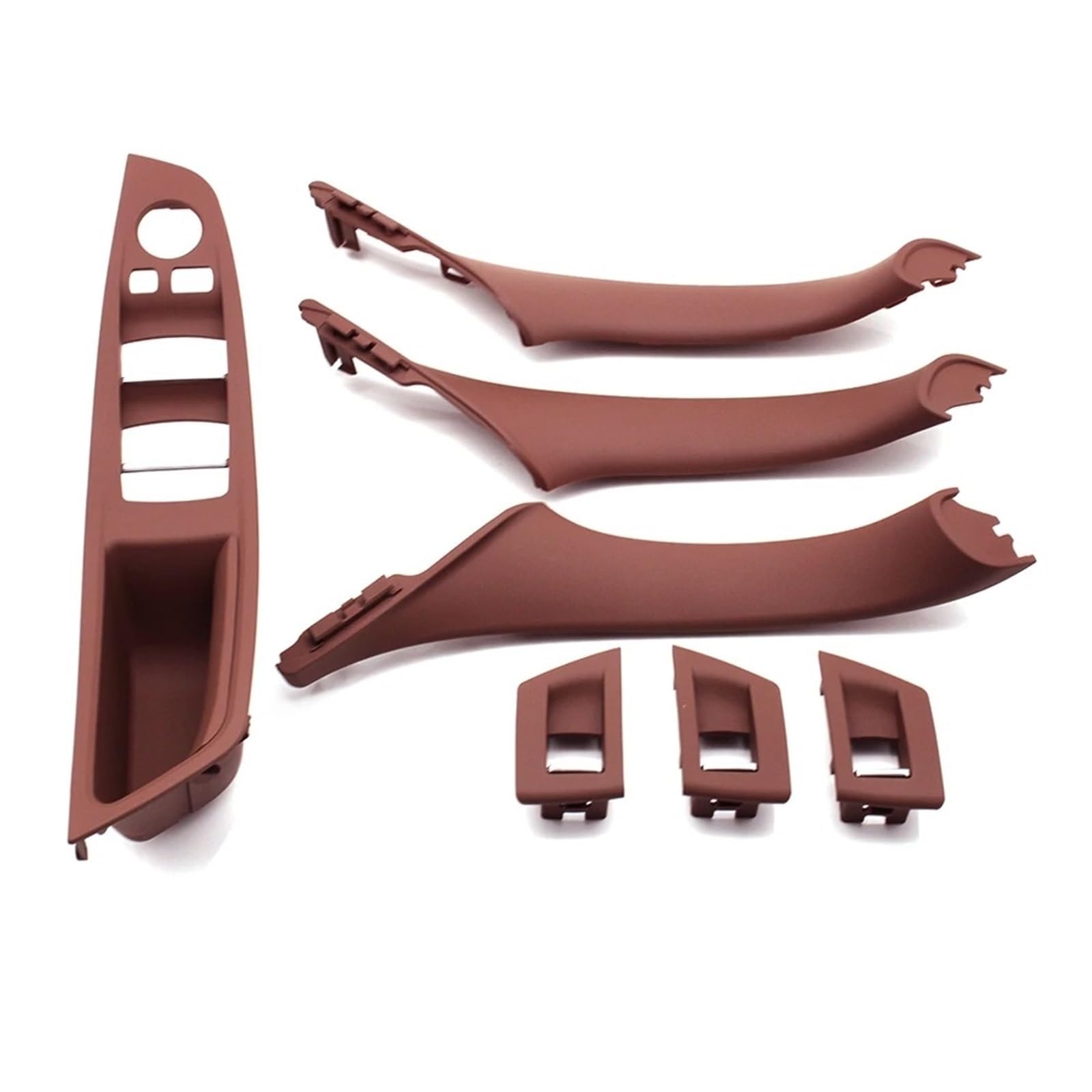 HLJNLVBN Car Interior Sticker Left Drive LHD Car Interior Door Handle Pull 7Pieces Set for BMW for 5 Series for F10 for F18 523 525 528(Model A Redbrown)