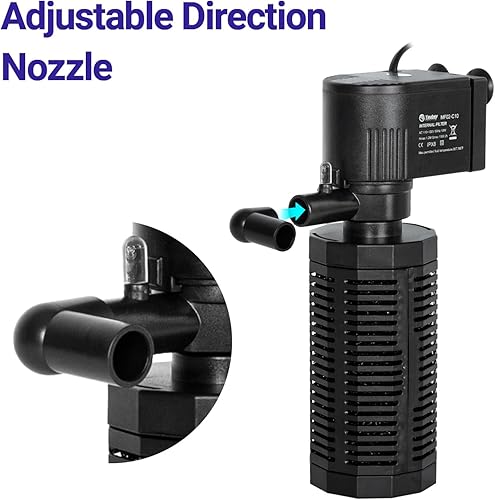 Miniatura 8 de Filtro interno de acuario para tanques de 10 a 50 galones, esponja bioquímica de 13 W de potencia con sistema de aireación, filtros sumergibles