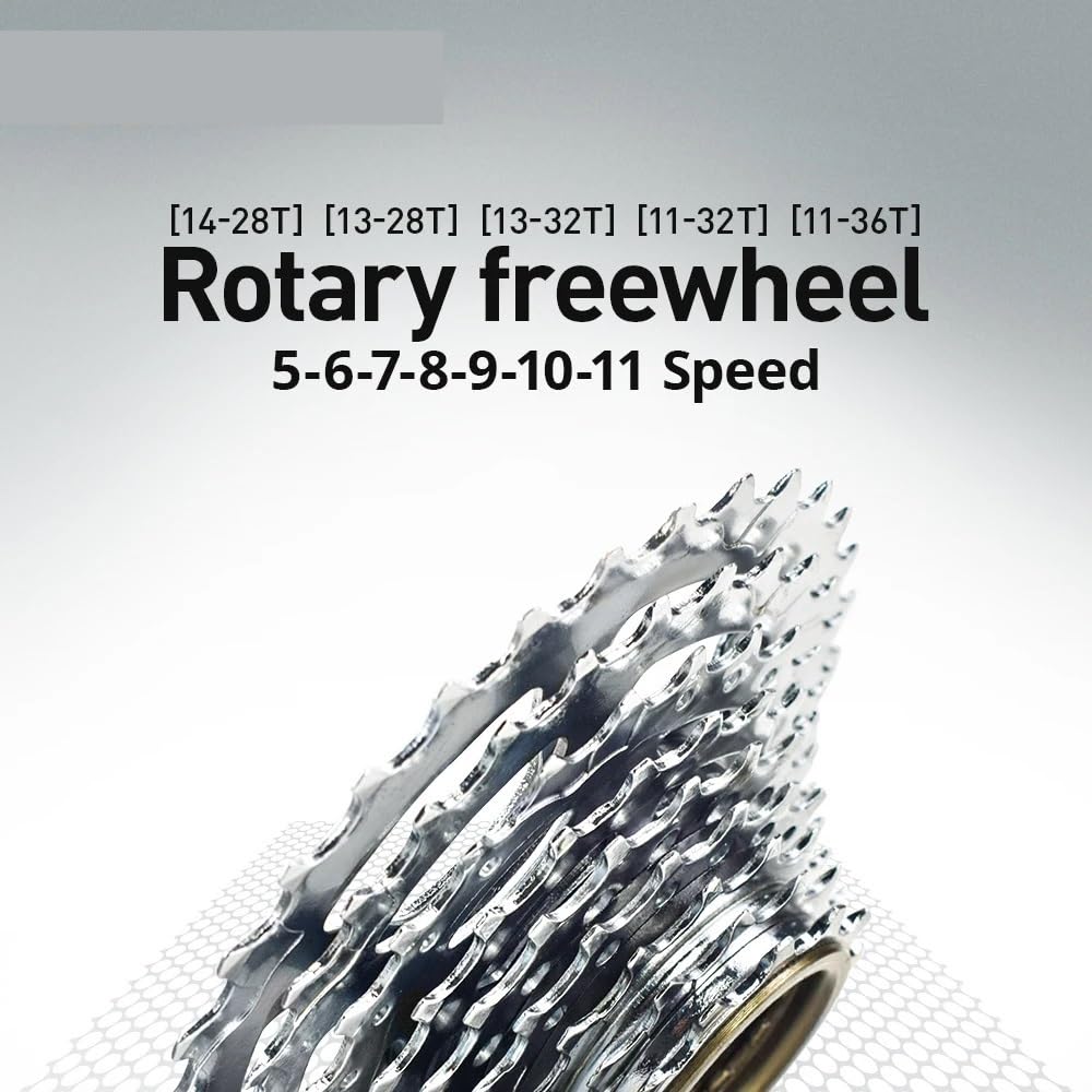 Compatible con piñón de Bicicleta Deportiva VG de 5/6/7/8/9/10/11 velocidades, Rueda Libre de Rosca de 11-36 Dientes, Compatible con Rotary. Cassette para Bicicleta Cassettes y piñones