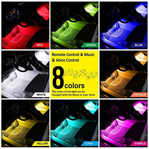 ANSCHE Car Interior Lights, 72 LEDs Under Dash LED 12V RGB Floor Strip Lights Music Changing Wireless RF Remote Control Decorative Atmosphere Ambient Lighting Kits Sound Sensitive,Car Charger Included - Thumbnail 7