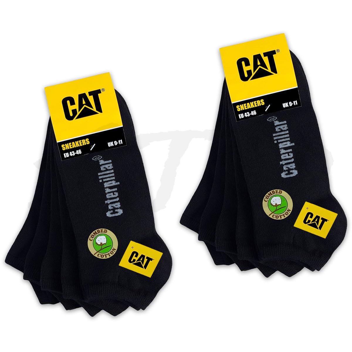 CAT 10 Paar CATERPILLAR SNEAKERS SNEAKER SOCKEN - ArbeitsSneaker atmungsaktive Füßlinge dünne Strümpfe mit optimaler Passform und nicht fühlbarer Zehennaht Knöchelhoch EU 39-42, 43-46, 47-50