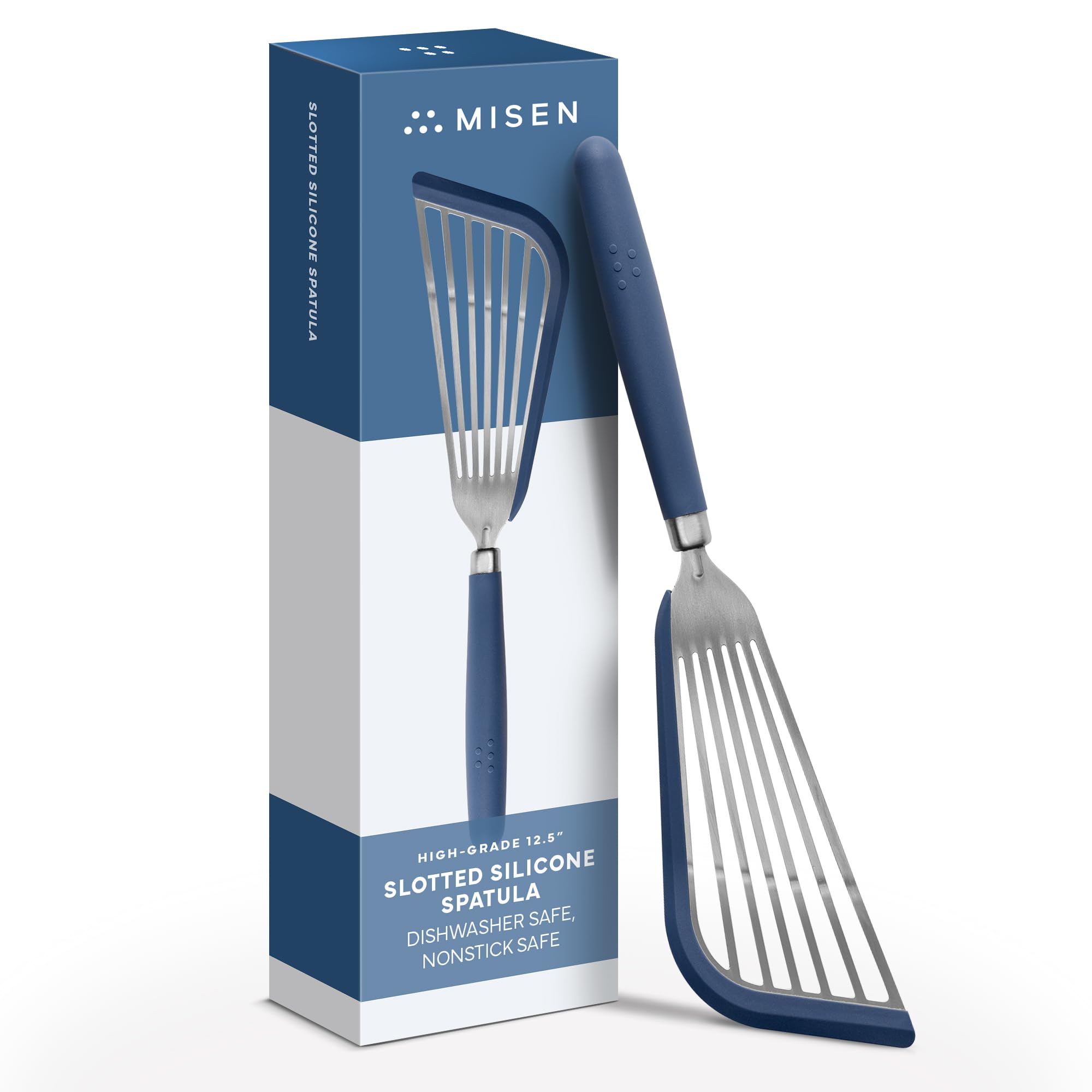 Fish Silicone Spatula - Slotted Turner for Cooking - Perfect for Frying - Heat Resistant - Dishwasher Safe -1mm Thick Flexible Flipper - Soft Silicone Grip Handle for Easy Use