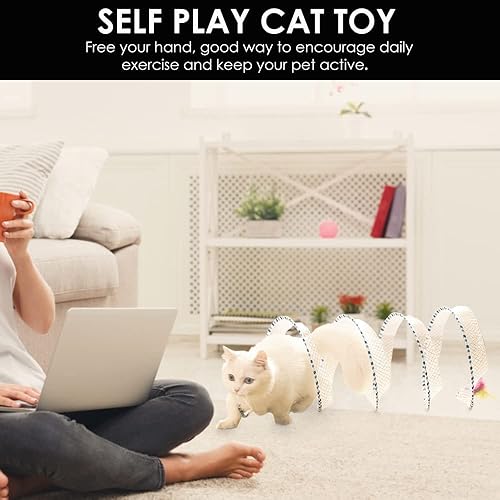 Miniatura 2 de Túneles plegados para gatos de interior, 2 piezas de túnel de tubo plegable grande para gatos con juguetes de ratón de plumas, túnel de juego de