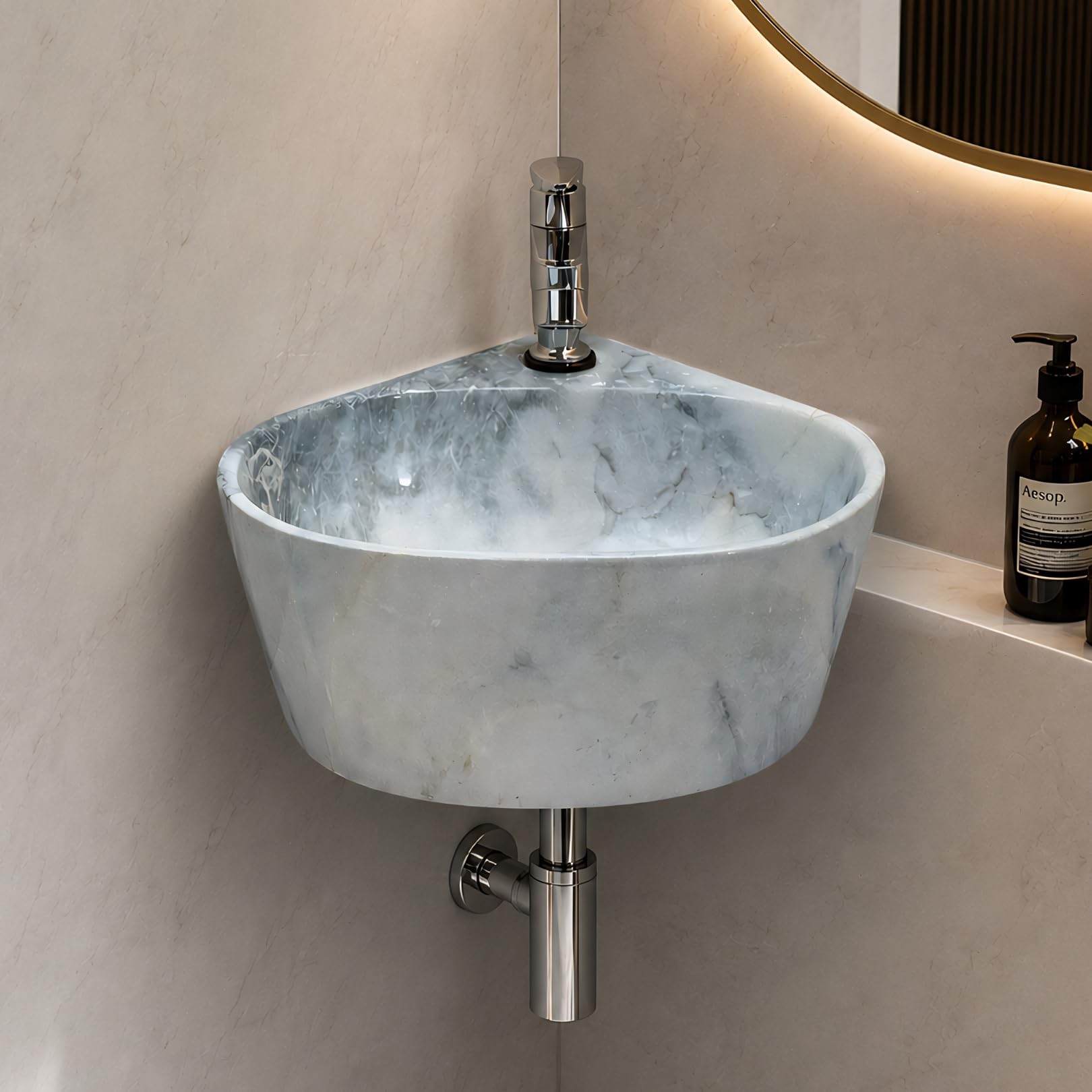 Reyal Corner Sink - Space-Saving Ceramic Wash Basin -22 Reyal Corner Sink - Space-Saving Ceramic Wash Basin -22
