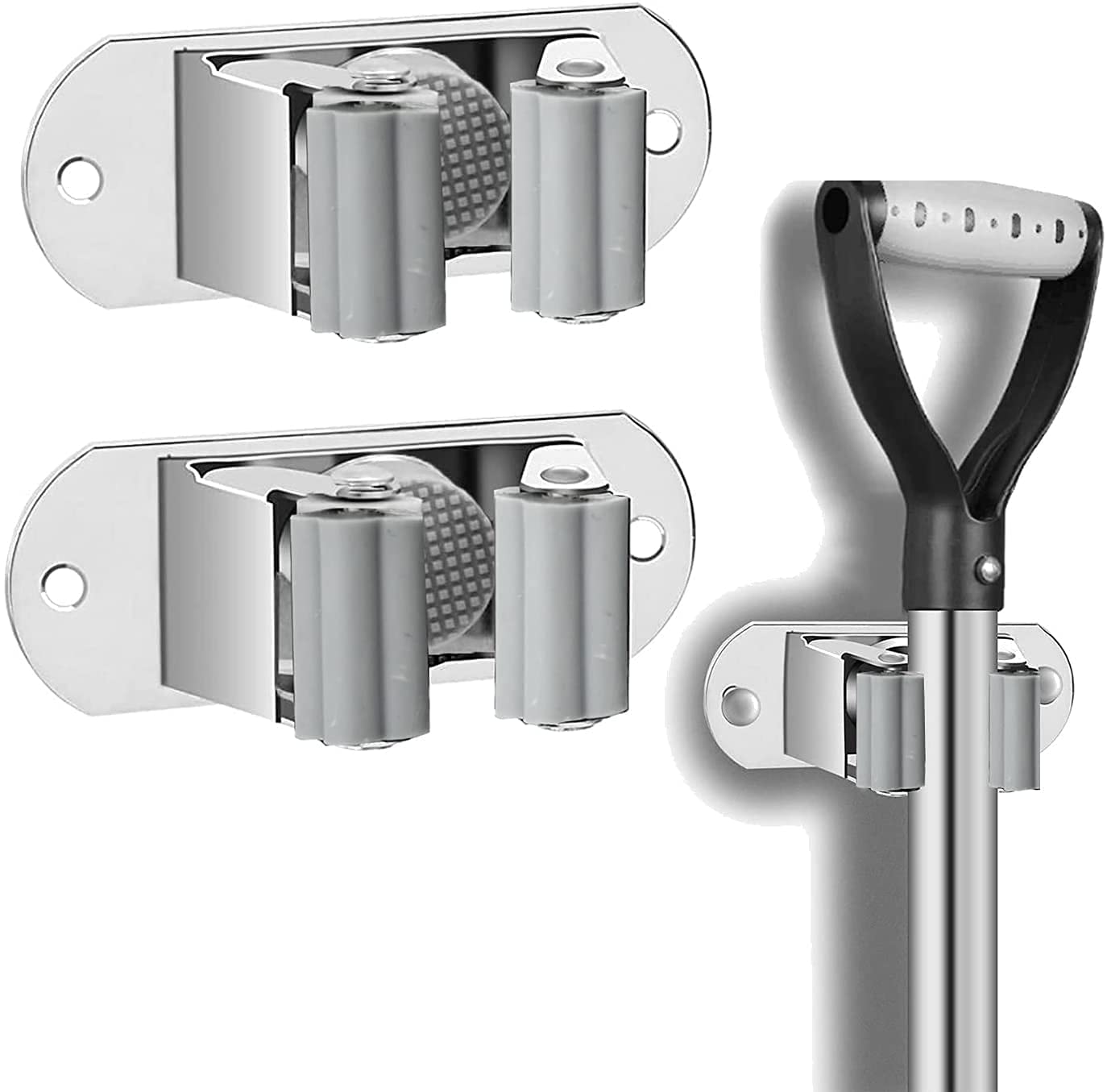 Kienlix 304 Stainless Steel Mop and Broom Holder Wall Mount Heavy Duty Stainless Steel Broom Holder Wall Mounted Broom Organizer Home Garden Garage Storage Rack-Multi (Pack of 1) (B0BRTWQWSZ) Amazon Price History, Amazon Price Tracker