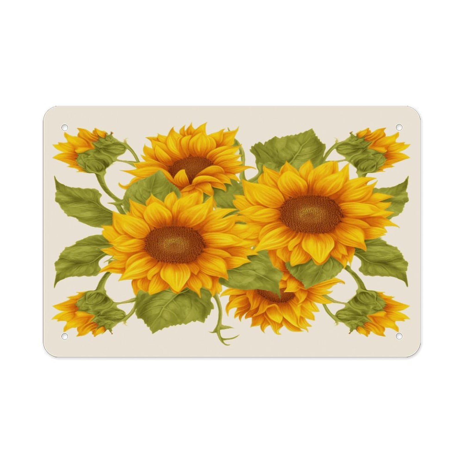 Fekiloot Style Fresh Sunflower Metal Signs Wall Art Tin Sign