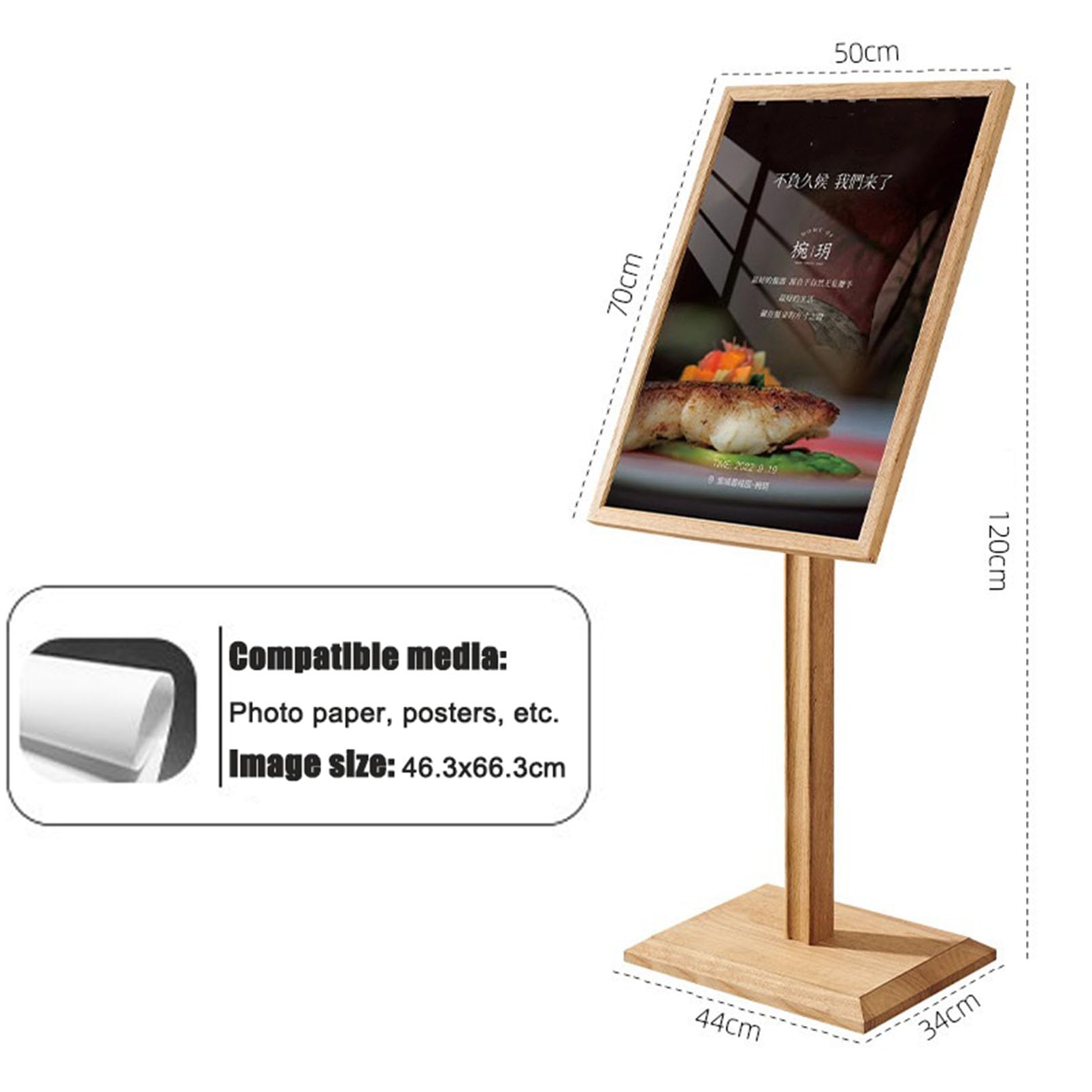 Présentoir au Sol en Bois Porte-Affiche Verre Trempé pour Commerce