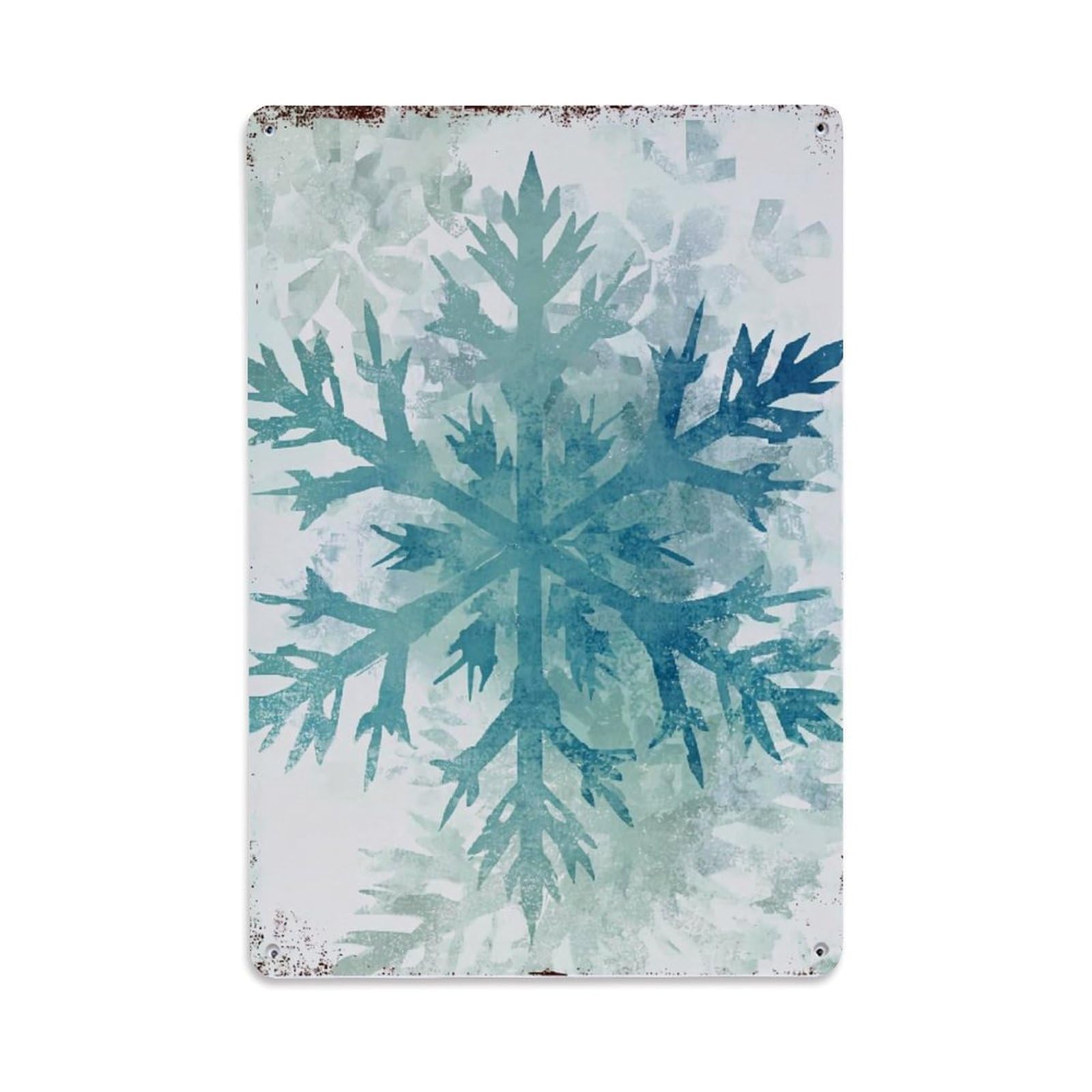 Jdyaojiesheng Vintage Snowflake Pattern Print Design Art Tin Sign Retro Metal Wall Decor Metal Poster, Home Bar Garage Farmhouse Cafe Wall Art Decoration 8X12inches
