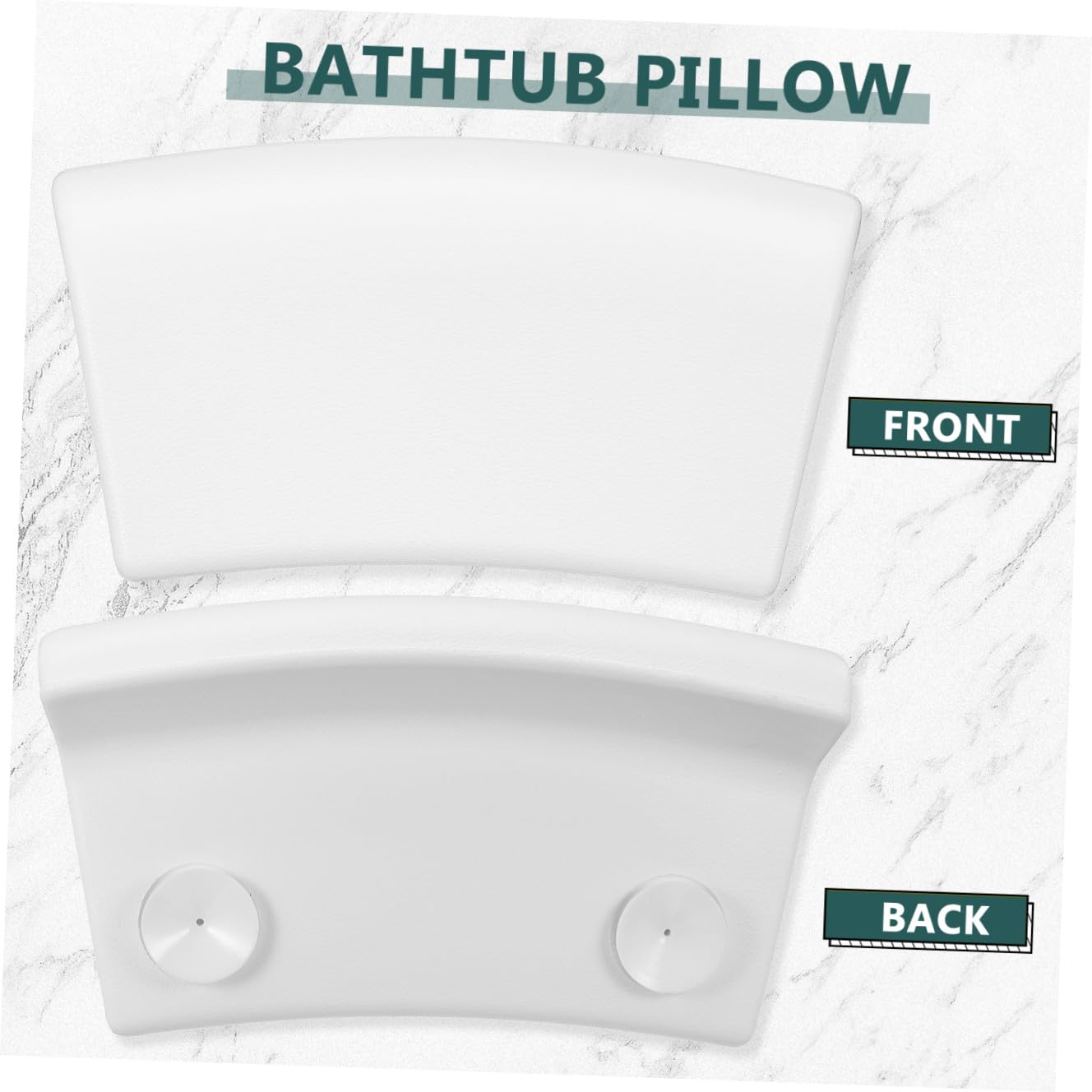 Oreiller de Bain Spa en PU Blanc Ventouses, Appui-tête Antidérapant pour Cou et Dos, Bath Pillow Confortable pour Adulte
