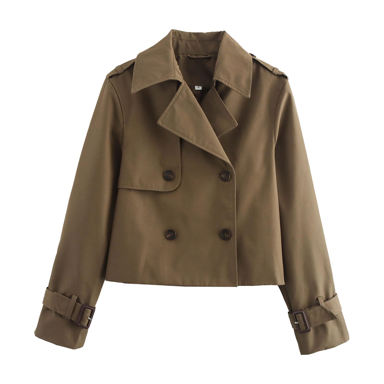 Trench corto da donna, cappotto doppio petto con risvolto giacca corta Outwear, giacche casual larghe