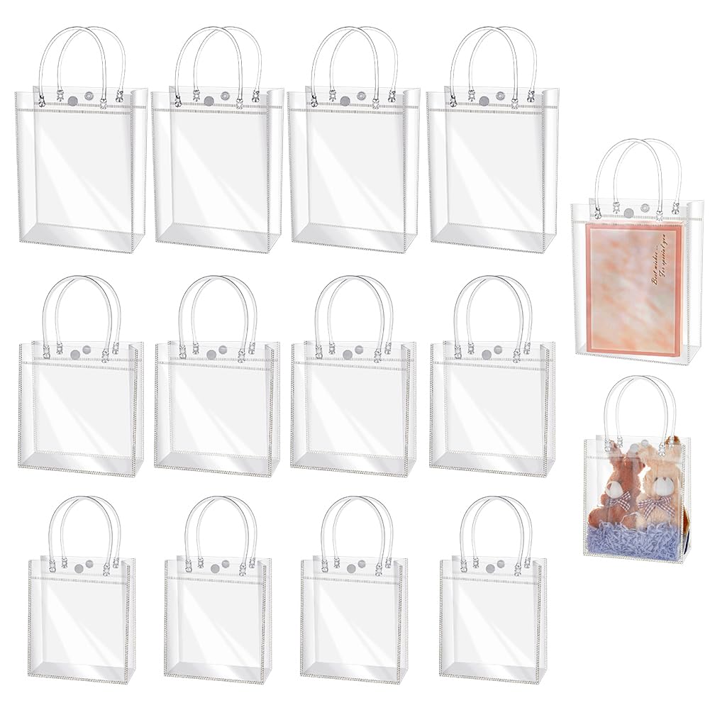 INTERWARM 120 sac Cadeau Transparent avec Poignée Sacs Cadeaux en Plastique Transparents de Petite Taille (Taille Unique) Sac Cadeau Transparent pour Mariage Ou Anniversaire 40pcs / Taille