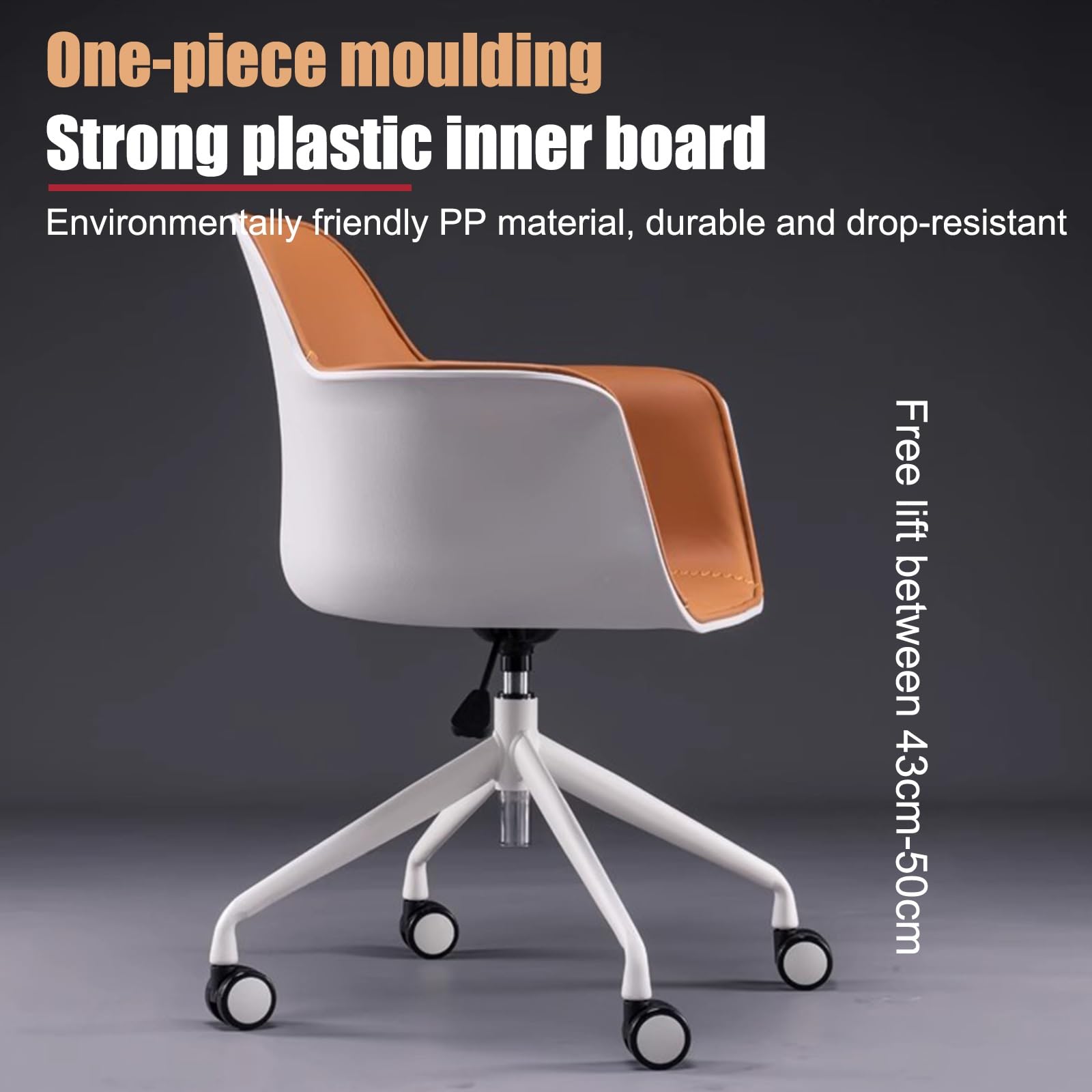 Ergonomiczne krzesło biurowe, nogi ze stali węglowej, nośność 250 kg, idealne do domowego biura i sypialni, stylowy szaro-biały design