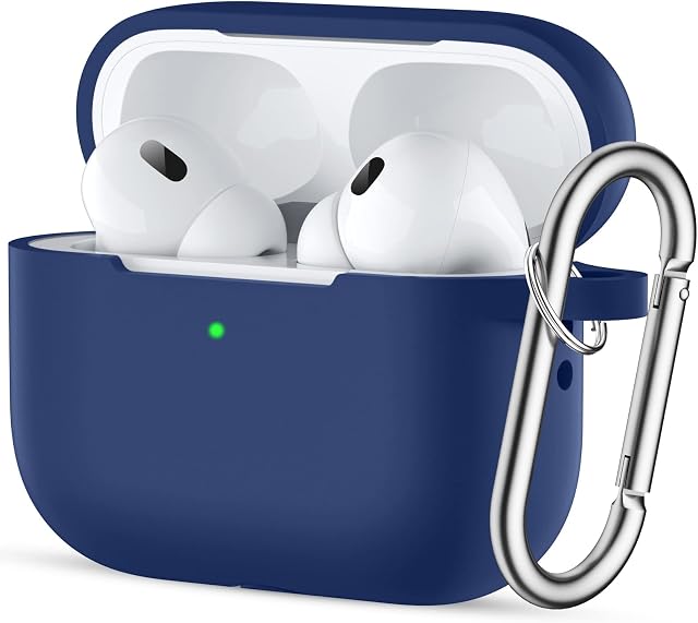 Easuny for AirPods Pro 2 Case Cover 2022 - Full Body Protective Silicone Case Compatible with New Apple AirPods Pro 2nd Generation Case, Shockproof Cover with Carabiner [Front LED Visible], NavyBlue