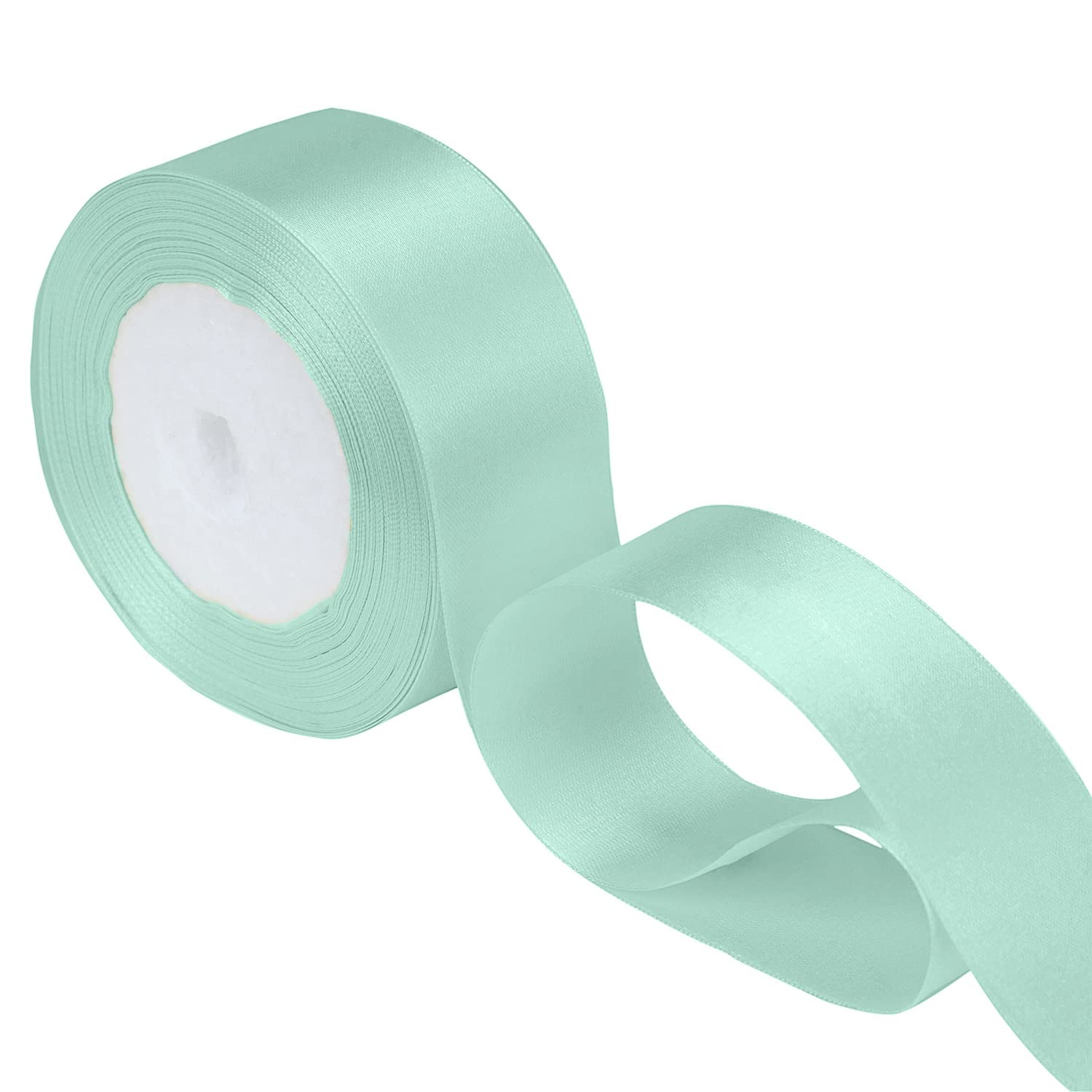 Trimming Shop Pastel Green Ribbon Roll - 25mm x 25 Metres - Double Sided Satin Brightly Coloured - 100% Polyester - for Gift Wrapping, Decorating, Arts and Craft - Machine Washable โ image 1