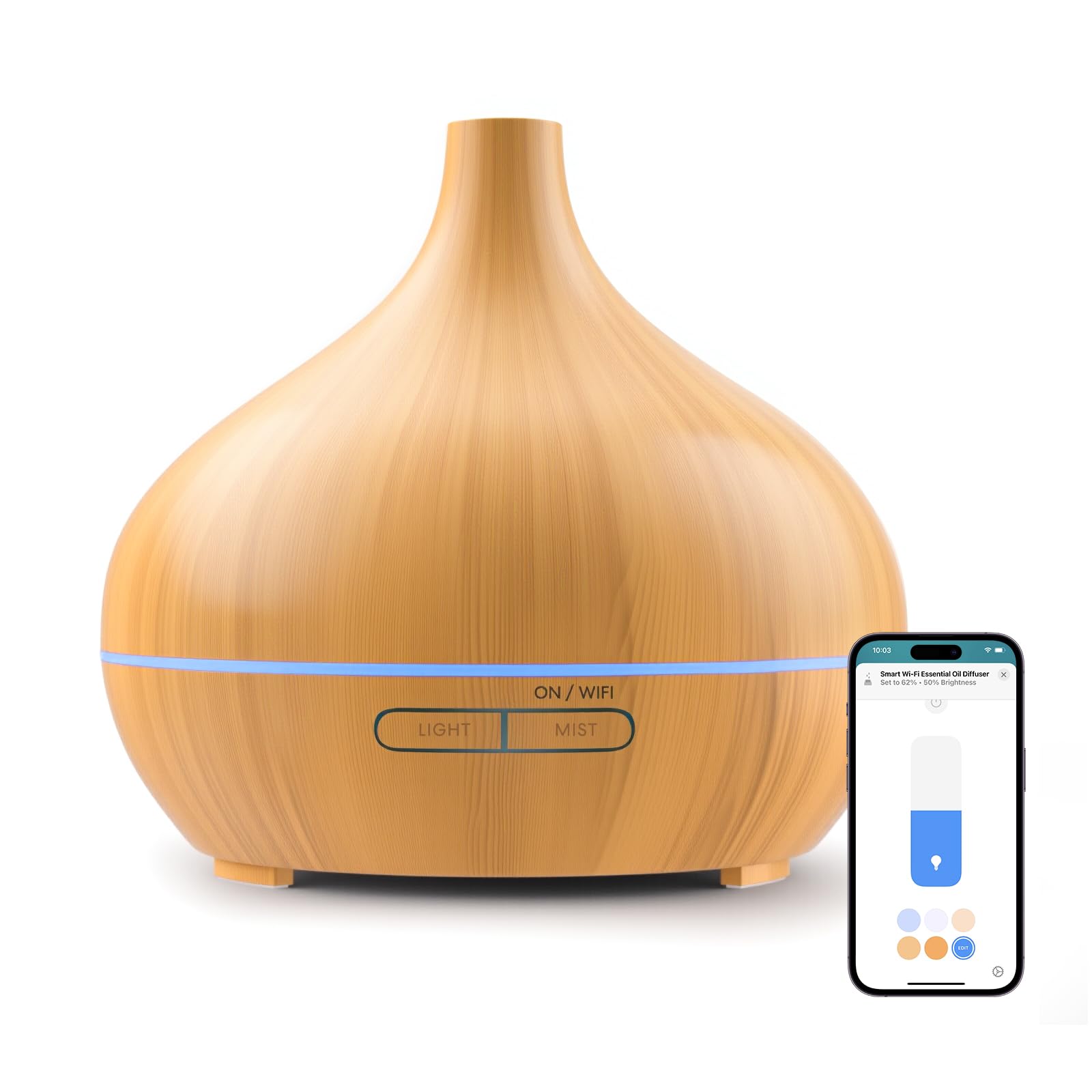 Meross Smart Diffusore di Oli Essenziali Mini | 400ML | Funzione di Temporizzazione | Controllo Remoto & Controllo Vocale | Intelligente Umidificatore | Compatibile con Apple Home, Alexa y Google Home