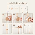 Arme de berceau Mobile en bois Mobile pour bras de berceau 27 Berceau de pouce bras mobile pour accrocher des jouets bébé 100% Bras de berceau mobile en bois de hêtre naturel avec fixation antidérapante forte Bras mobile pour chambre de bébé Décor (bras mis à jour)